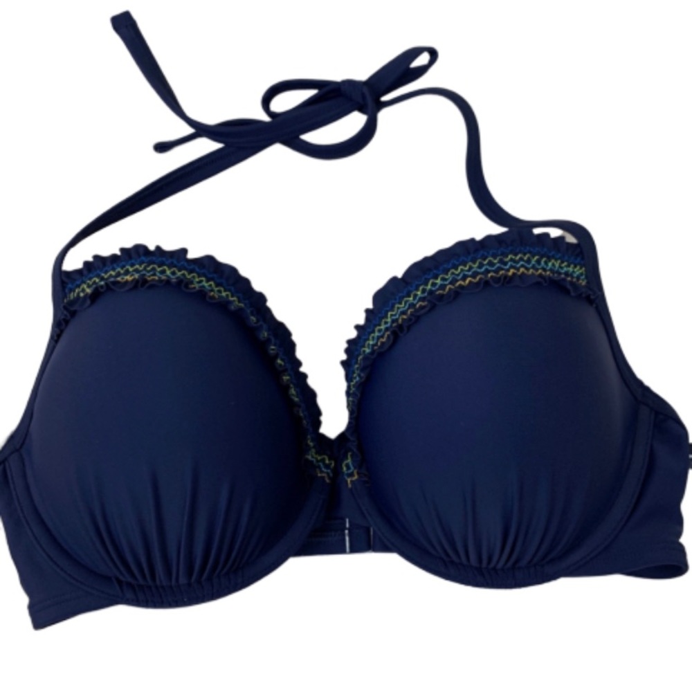 Aerie ruffle trim halter push up bikini top